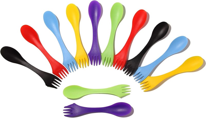 Arroyner 180Pcs Plastic Sporks Tritan Sporks 3 in 1 Travel Fork for Camping, Travel, Home, Restaurant (7 Inch) - Image 1